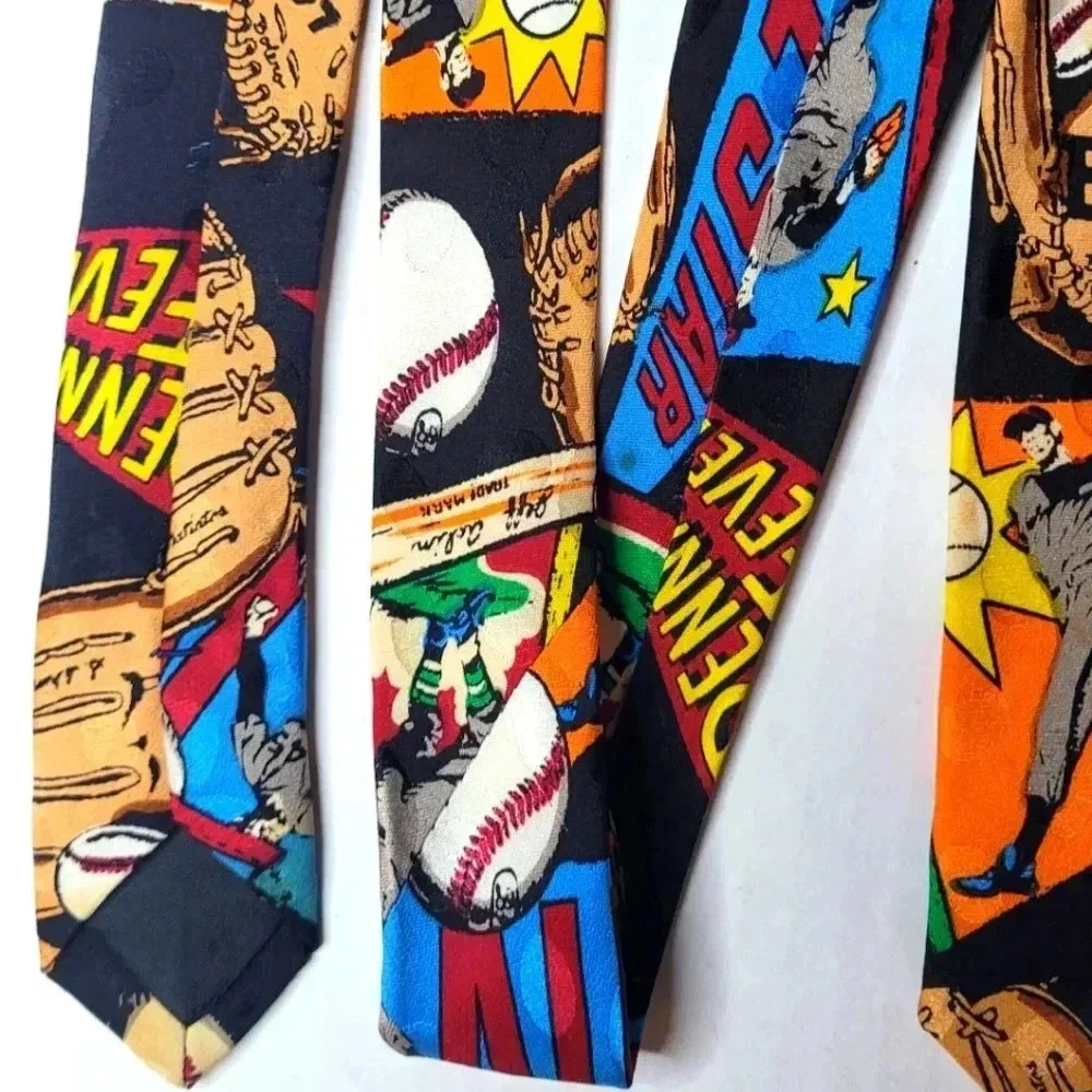 ROSSETTI Alk Star Baseball Comic Book Tie Men's Necktie Vintage